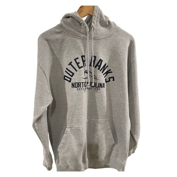 Outer Banks North Carolina Gray/Blue Hooded Sweatshirt - Sz. Large (EUC) - Picture 1 of 5